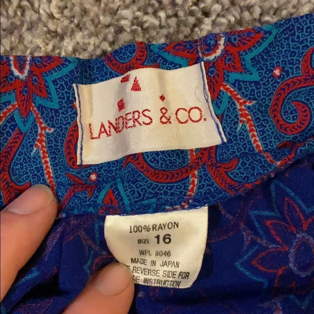 Vintage 80s 90s Landers and Co. Floral Midi Skirt Maximalist Size 16 Patriotic - Picture 6 of 7